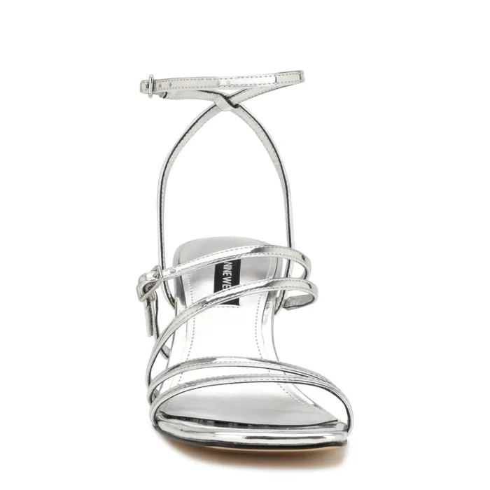 Keamer Ankle Strap Wedge Sandals Silver Mirror Metallic Women Nine West Sandals Keamer Ankle Strap Wedge Sandals Silver Mirror Metallic Women Nine West Sandals