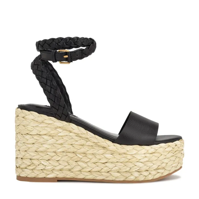 Keily Espadrille Wedge Sandals Black Women Nine West Sandals