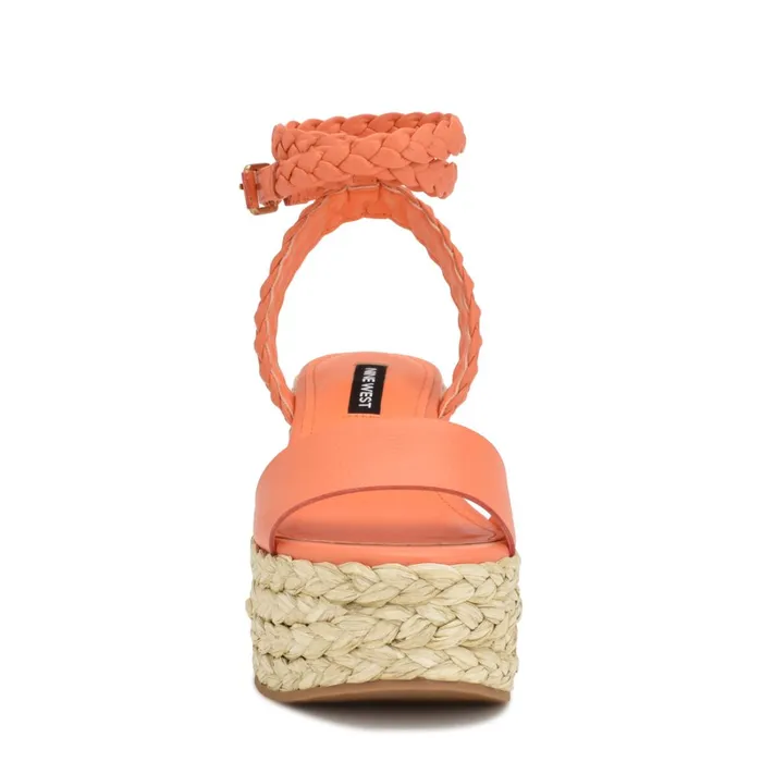 Keily Espadrille Wedge Sandals Orange Women Nine West High Heels Keily Espadrille Wedge Sandals Orange Women Nine West High Heels
