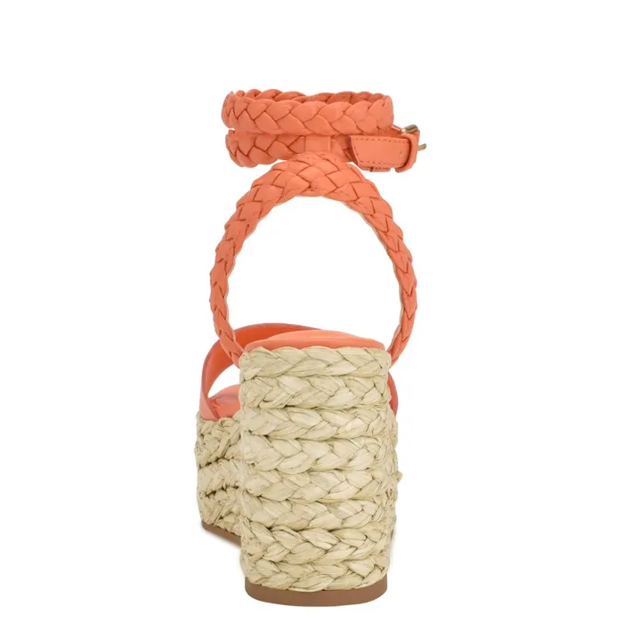 Keily Espadrille Wedge Sandals Orange Women Nine West High Heels Keily Espadrille Wedge Sandals Orange Women Nine West High Heels