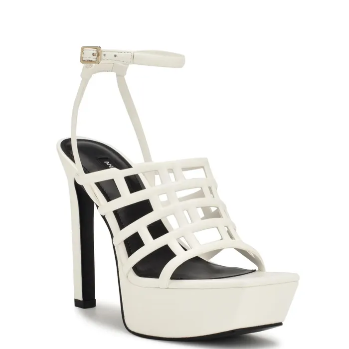 Kelinda Ankle Strap Platform Sandals White Women Nine West Dress