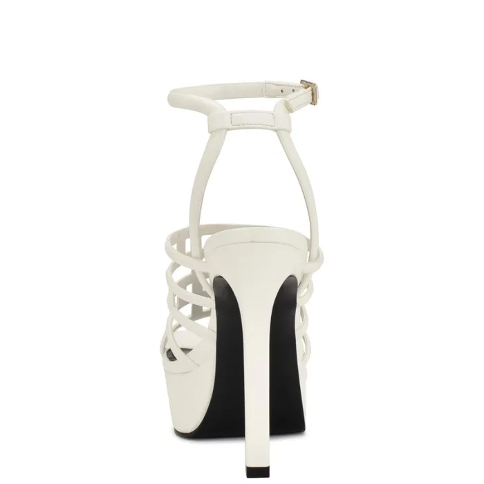 Kelinda Ankle Strap Platform Sandals White Women Nine West Dress