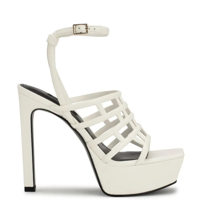 Kelinda Ankle Strap Platform Sandals White Women Nine West Sandals