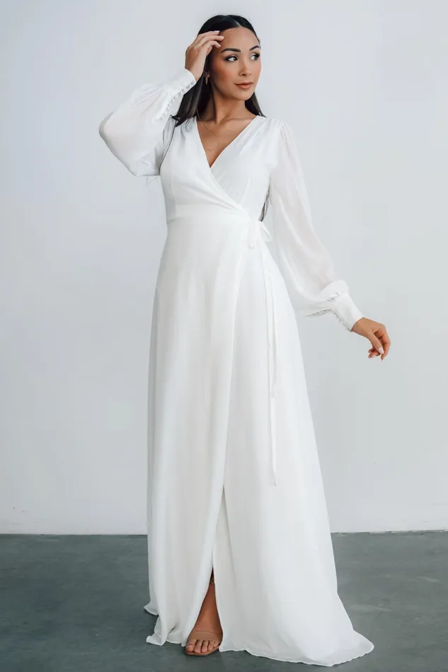 Kelsey Wrap Dress Off White Women Baltic Born Bridal