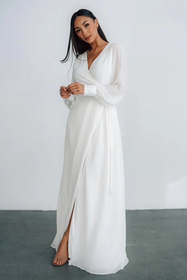 Kelsey Wrap Dress Off White Women Baltic Born Bridal