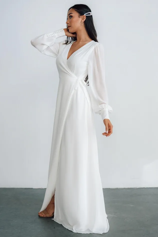 Kelsey Wrap Dress Off White Women Baltic Born Bridal
