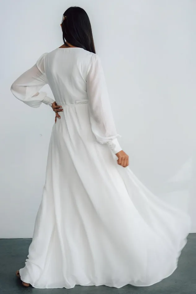 Kelsey Wrap Dress Off White Women Baltic Born Bridal