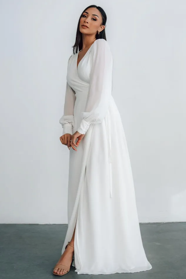 Kelsey Wrap Dress Off White Women Baltic Born Bridal