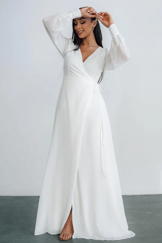 Kelsey Wrap Dress Off White Women Baltic Born Bridal