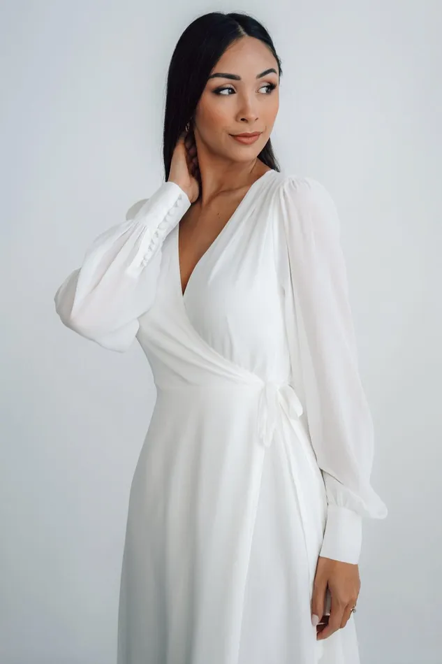 Kelsey Wrap Dress Off White Women Baltic Born Bridal