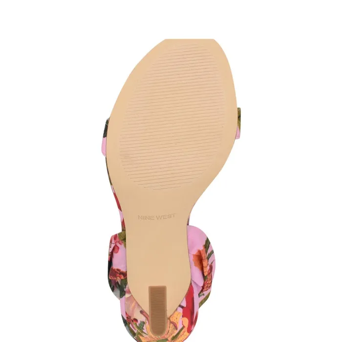 Kelsie Ankle Wrap Heeled Sandals Pink Floral Women Nine West Heeled