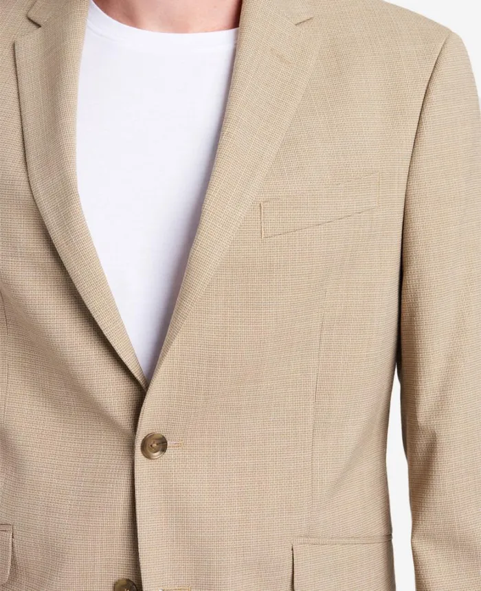 Kenneth Cole Jackets and Outerwear Men SlimFit Tan Mini Check Stretch TECHNICOLE Sport Coat Tan Kenneth Cole Jackets and Outerwear Men SlimFit Tan Mini Check Stretch TECHNICOLE Sport Coat Tan