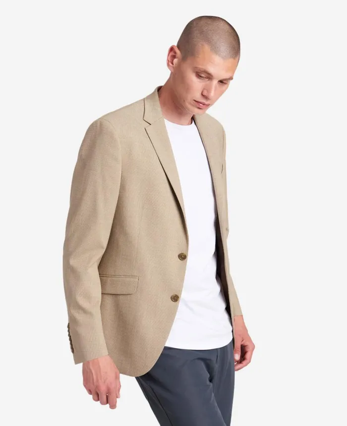 Kenneth Cole Jackets and Outerwear Men SlimFit Tan Mini Check Stretch TECHNICOLE Sport Coat Tan Kenneth Cole Jackets and Outerwear Men SlimFit Tan Mini Check Stretch TECHNICOLE Sport Coat Tan