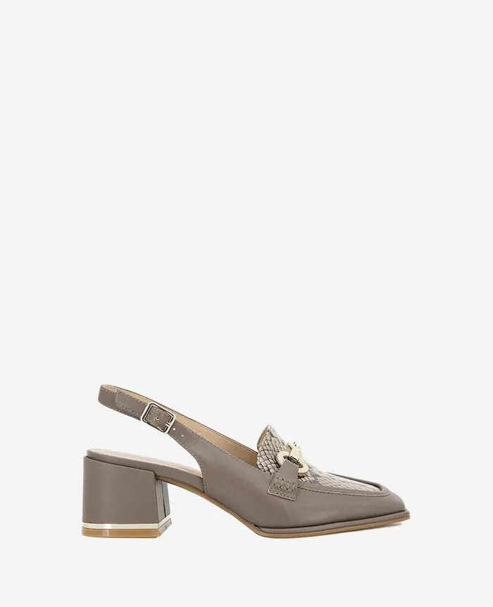Kenneth Cole Pumps and Heels Women Elina Leather Slingback Loafer Shitake Leather