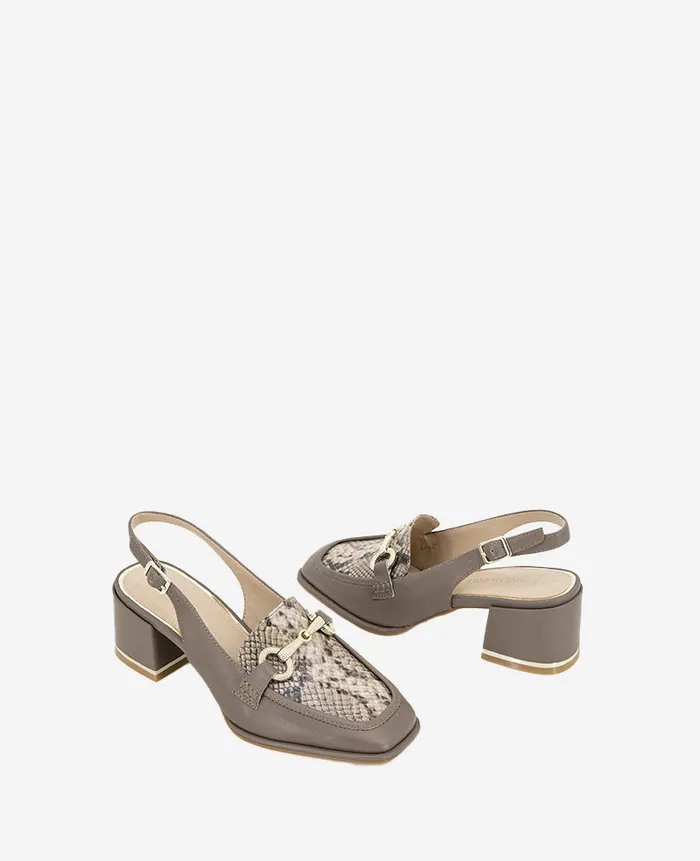 Kenneth Cole Pumps and Heels Women Elina Leather Slingback Loafer Shitake Leather