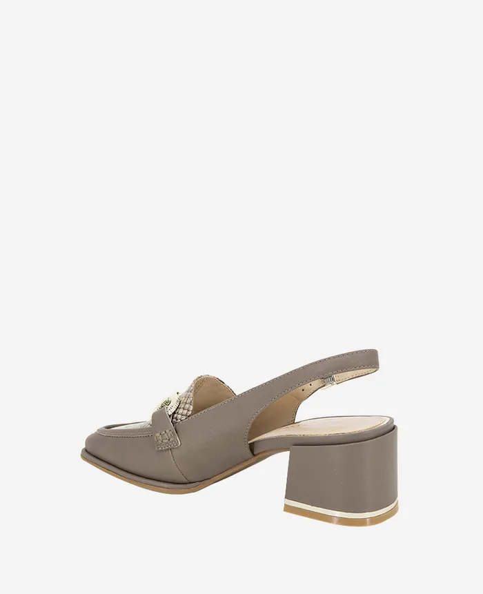 Kenneth Cole Pumps and Heels Women Elina Leather Slingback Loafer Shitake Leather