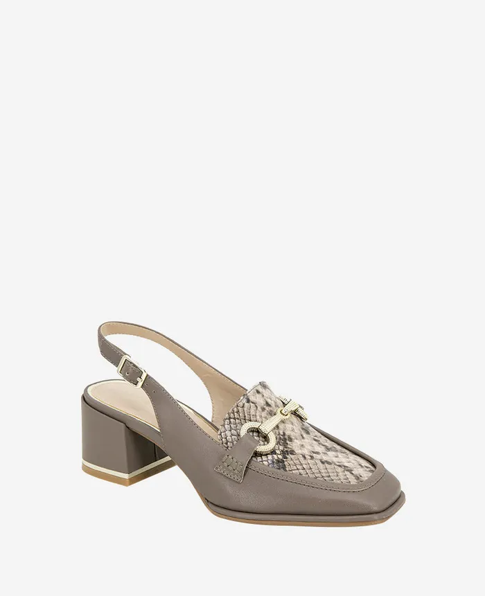 Kenneth Cole Pumps and Heels Women Elina Leather Slingback Loafer Shitake Leather