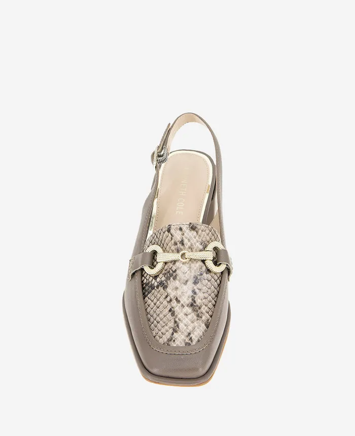 Kenneth Cole Pumps and Heels Women Elina Leather Slingback Loafer Shitake Leather