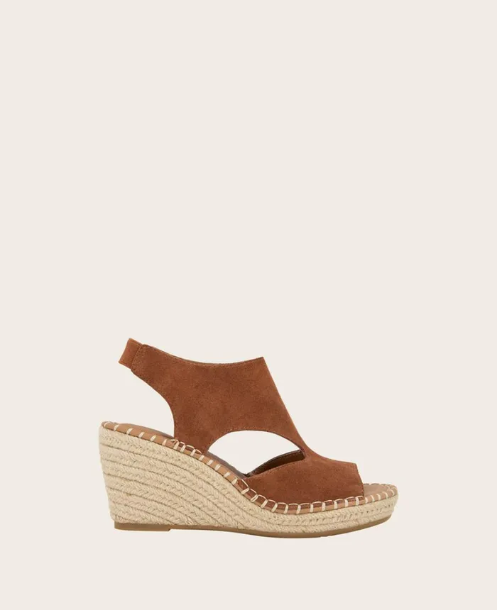 Kenneth Cole Sandals and Wedges Women GENTLE SOULS Cody Suede Espadrille Wedge Luggage