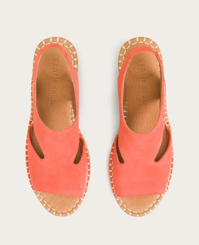 Kenneth Cole Sandals and Wedges Women GENTLE SOULS Cody Suede Esparille Wedge Bright Coral Suede Kenneth Cole Sandals and Wedges Women GENTLE SOULS Cody Suede Esparille Wedge Bright Coral Suede