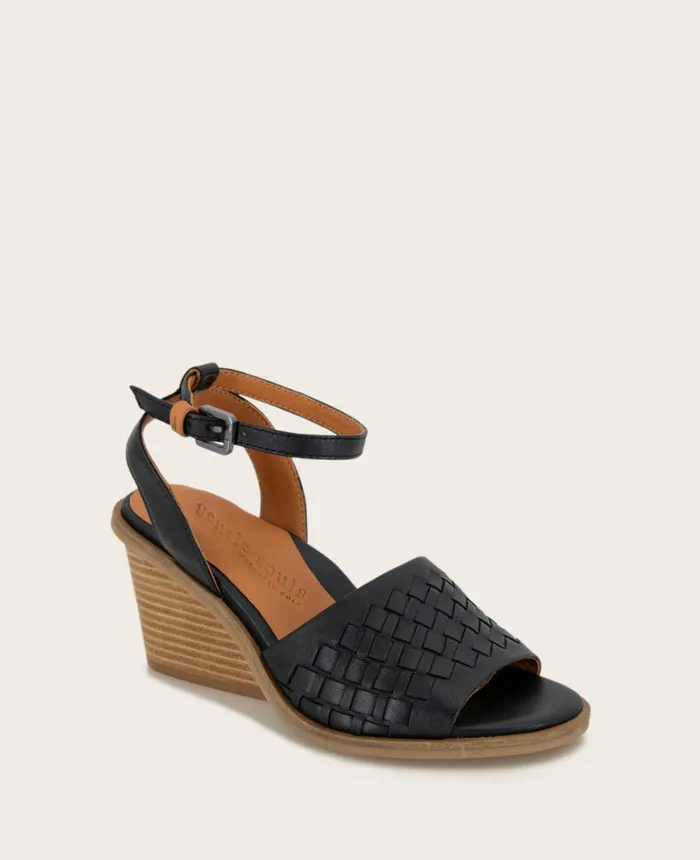 Kenneth Cole Sandals and Wedges Women GENTLE SOULS Nadia Leather Wedge Sandal Black