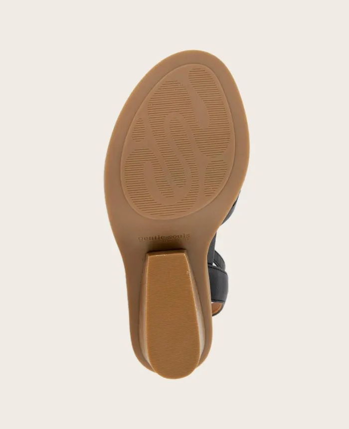 Kenneth Cole Sandals and Wedges Women GENTLE SOULS Nadia Leather Wedge Sandal Black