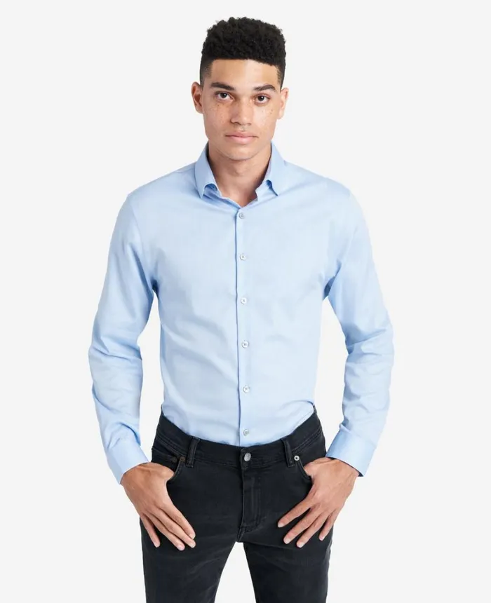 Kenneth Cole Shirts Men SlimFit ButtonDown Stretch Dress Shirt With TEK FIT Light Blue Kenneth Cole Shirts Men SlimFit ButtonDown Stretch Dress Shirt With TEK FIT Light Blue