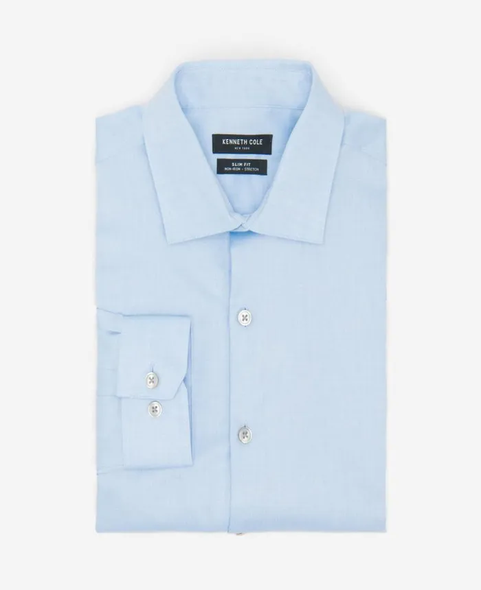 Kenneth Cole Shirts Men SlimFit ButtonDown Stretch Dress Shirt With TEK FIT Light Blue Kenneth Cole Shirts Men SlimFit ButtonDown Stretch Dress Shirt With TEK FIT Light Blue