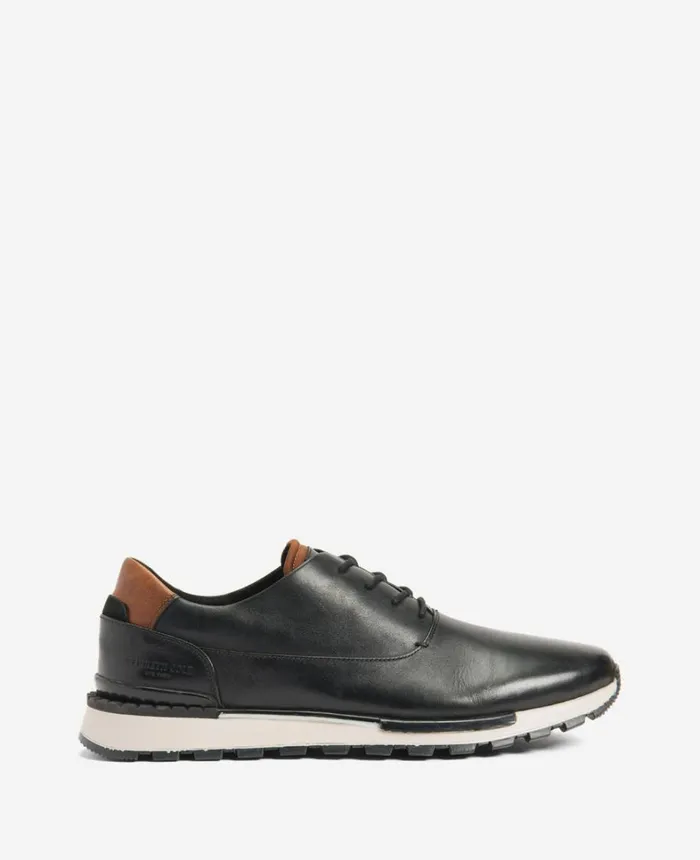 Kenneth Cole Sneakers Men Kev Leather LaceUp With TECHNICOLE Blackgrey