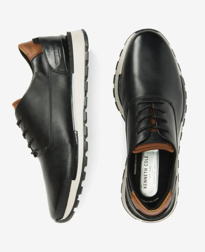 Kenneth Cole Sneakers Men Kev Leather LaceUp With TECHNICOLE Blackgrey Kenneth Cole Sneakers Men Kev Leather LaceUp With TECHNICOLE Blackgrey
