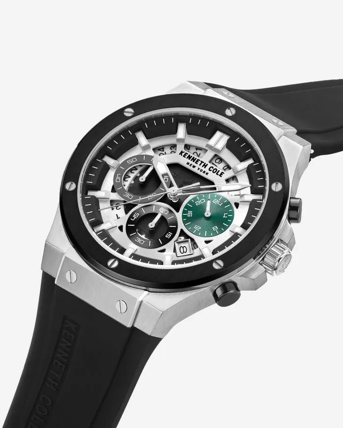 Kenneth Cole Watches Men Kenneth Cole New York Chronograph Black Silicone Dress Sport Watch Black