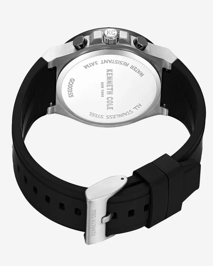 Kenneth Cole Watches Men Kenneth Cole New York Chronograph Black Silicone Dress Sport Watch Black
