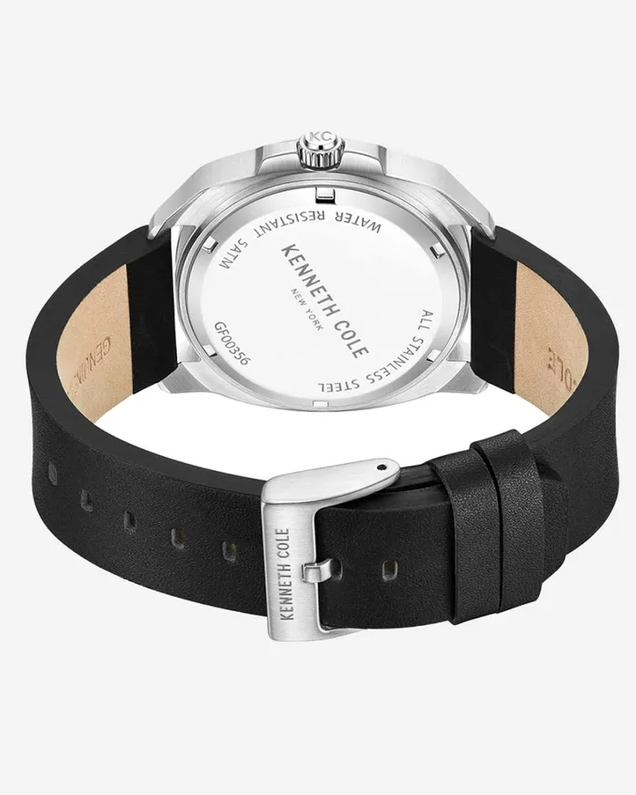 Kenneth Cole Watches Men Kenneth Cole New York Gunmetal Dress Sport Black Leather Watch Black Kenneth Cole Watches Men Kenneth Cole New York Gunmetal Dress Sport Black Leather Watch Black