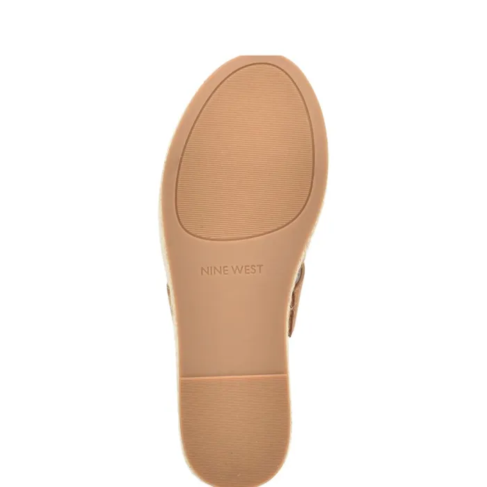 Keran Espadrille Slide Sandals Brown Women Nine West High Heels