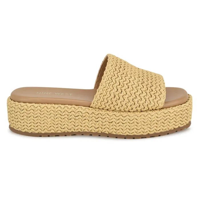 Keziah Flatform Slide Sandals Light Natural Women Nine West Low Heel