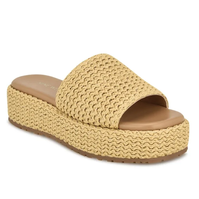 Keziah Flatform Slide Sandals Light Natural Women Nine West Low Heel Keziah Flatform Slide Sandals Light Natural Women Nine West Low Heel