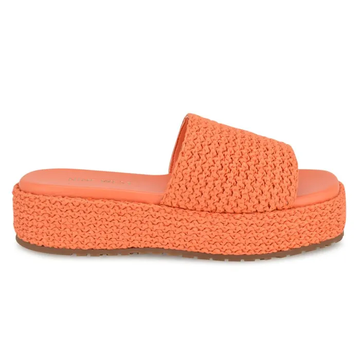 Keziah Flatform Slide Sandals Orange Women Nine West Low Heel