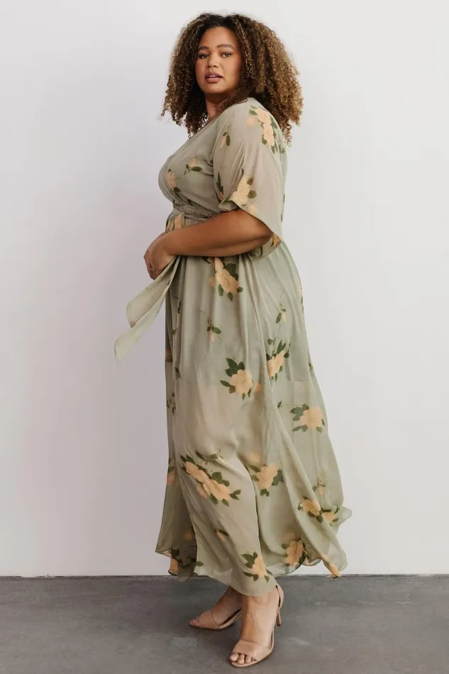 Kia Kimono Maxi Dress Olive Floral Women Baltic Born Mother Of The Bride
