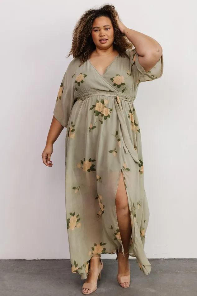 Kia Kimono Maxi Dress Olive Floral Women Baltic Born Mother Of The Bride