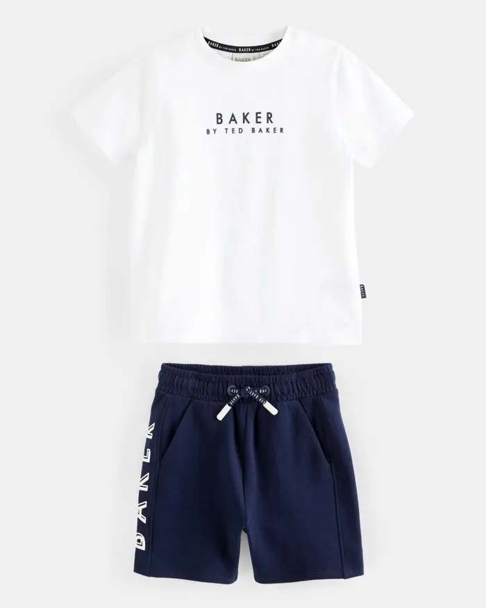Kids ANSLEI 8211 Branded Cotton TShirt And Shorts Set Navy Ted Baker Sets and Outfits Kids ANSLEI 8211 Branded Cotton TShirt And Shorts Set Navy Ted Baker Sets and Outfits