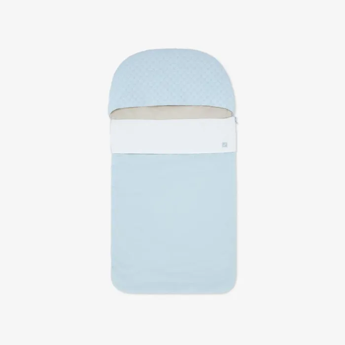 Kids Baby Sleeping Bag In Light Blue Jersey With Quilted Micro Ff Logo Detail Fendi Baby Boy