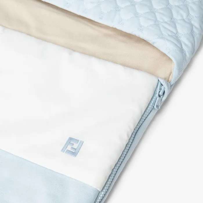 Kids Baby Sleeping Bag In Light Blue Jersey With Quilted Micro Ff Logo Detail Fendi Baby Boy