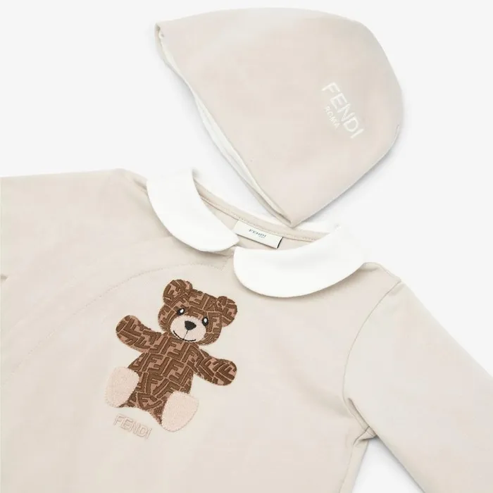 Kids Beige Jersey Teddy Bear Kit Beige Fendi Baby Girl
