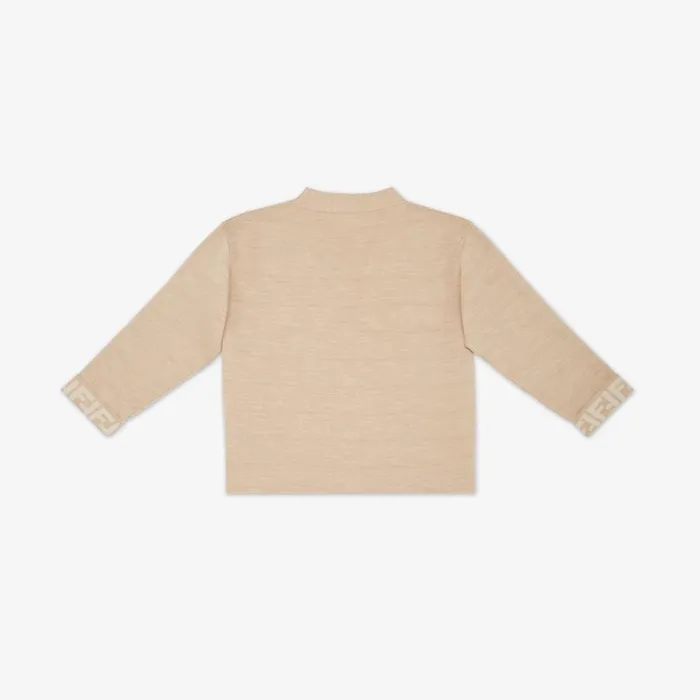 Kids Beige Wool Junior Cardigan Beige Fendi Ready To Wear