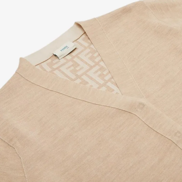 Kids Beige Wool Junior Cardigan Beige Fendi Ready To Wear