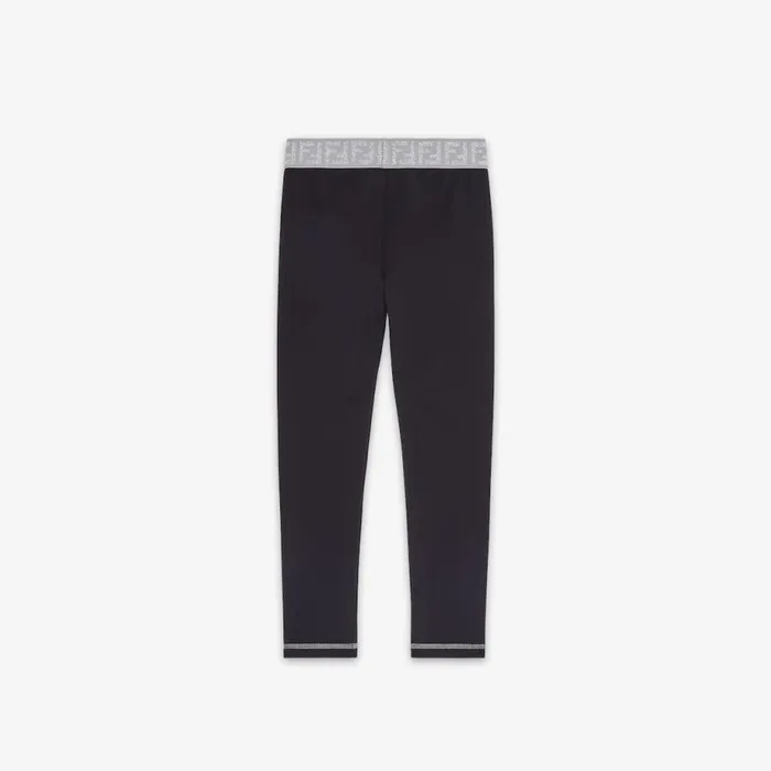 Kids Black Lycra Junior Leggings Black Fendi Ready To Wear