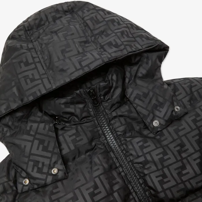 Kids Black Nylon Junior Down Jacket Black Fendi Ready To Wear