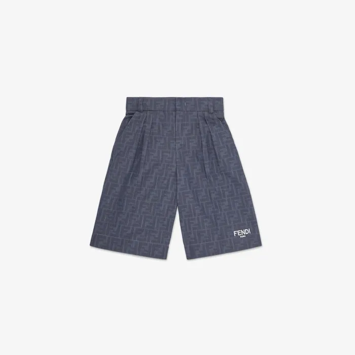 Kids Blue Chambray Junior Bermuda Shorts Blue Fendi Ready To Wear