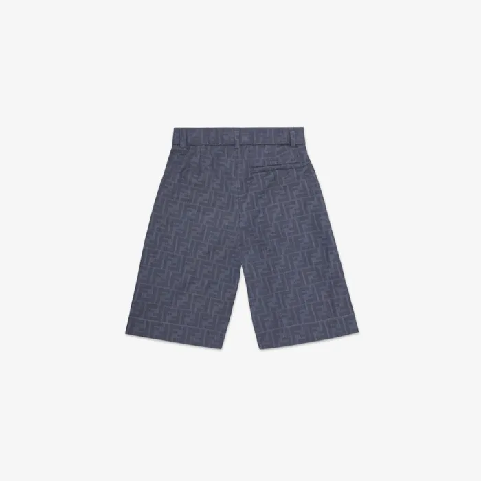 Kids Blue Chambray Junior Bermuda Shorts Blue Fendi Ready To Wear