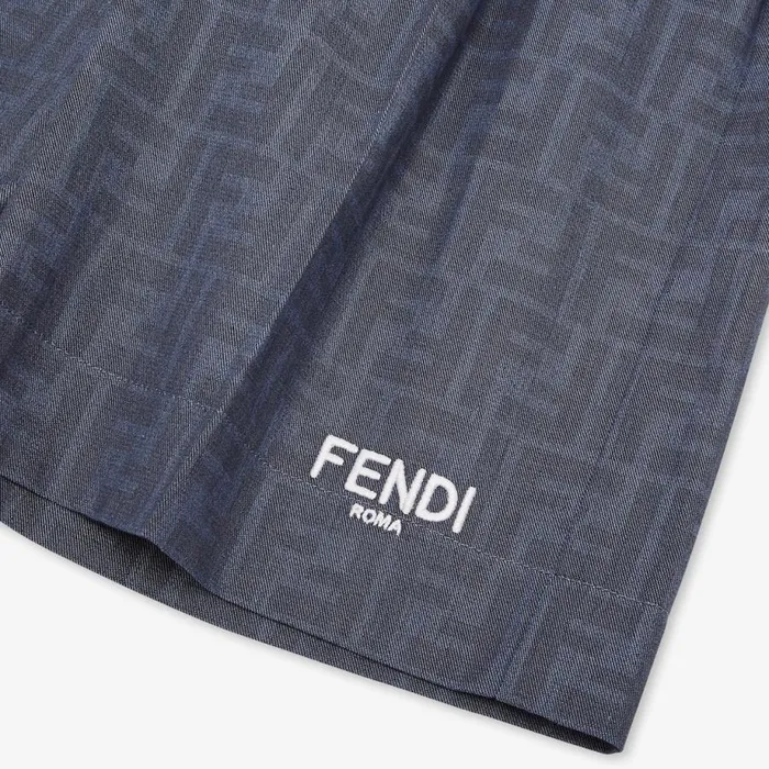Kids Blue Chambray Junior Bermuda Shorts Blue Fendi Ready To Wear